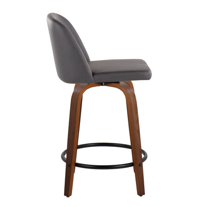 Toriano - Mid Century Modern, Fixed Height Counter Stool & Swivel And Round Footrest (Set of 2) Lumi Source