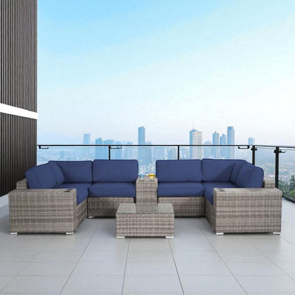 Modern Patio Rattan Sectional Set With Cushions LSI Patio Furniture