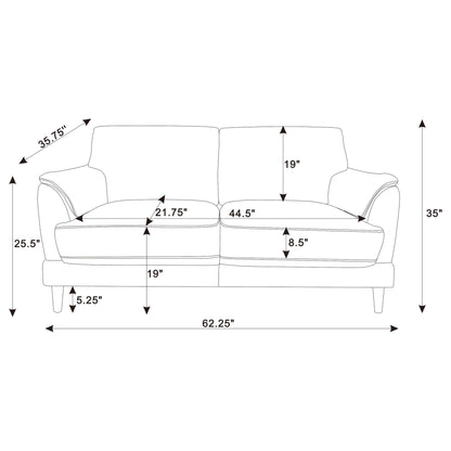 Dania - Upholstered Crescent Loveseat With Curved Tufted Arms - Rust Furniture Max