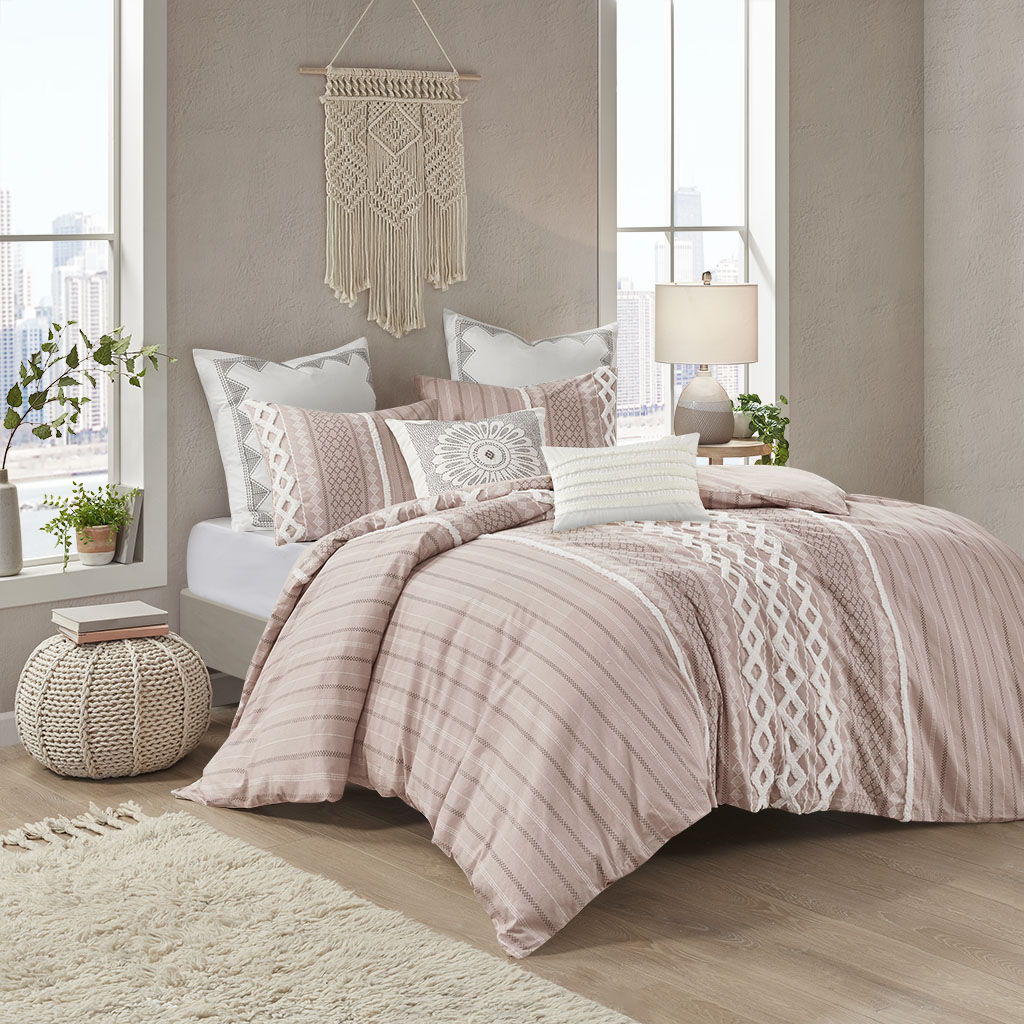 Imani - Printed Comforter Set With - Blush