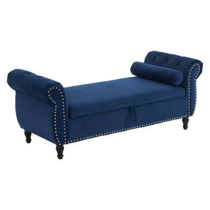 Luxurious Velvet Multifunctional Storage Ottoman Bench With Pillow Noble House