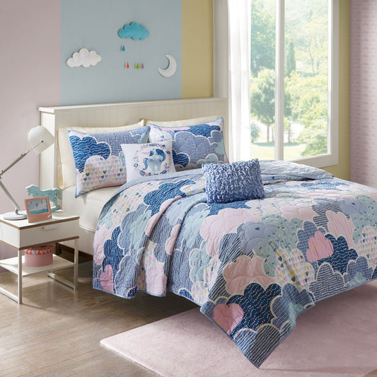 Cloud - Reversible Coverlet Set - Blue Urban Habitat Kids