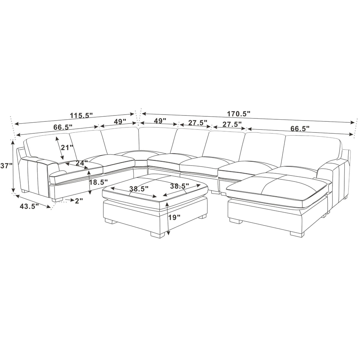Large Seating Modular Sectional Home Essentials