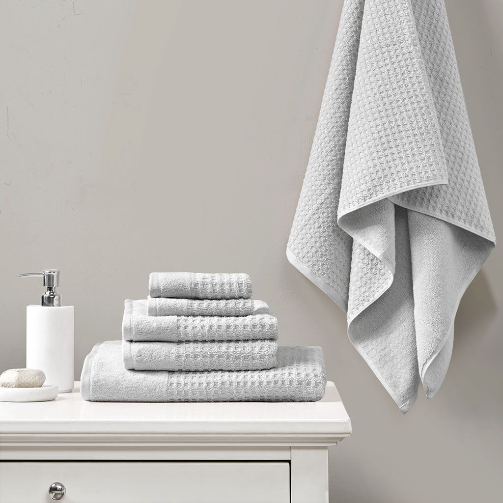 Spa - 6 Piece Jacquard Antimicrobial Towels Set - Gray