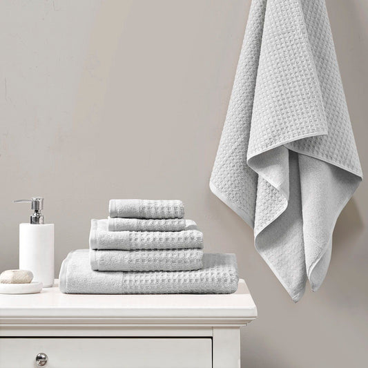 Spa - 6 Piece Jacquard Antimicrobial Towels Set - Gray