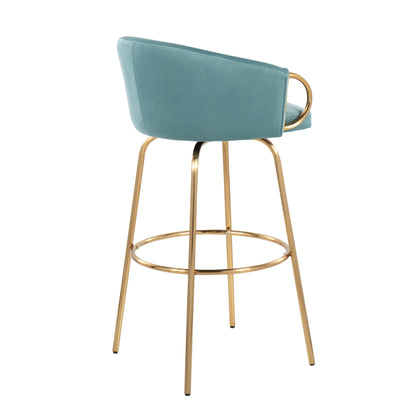 Claire - Contemporary / Glam Fixed Height Bar Stool (Set of 2) Round Footrest (Set of 2) Lumi Source