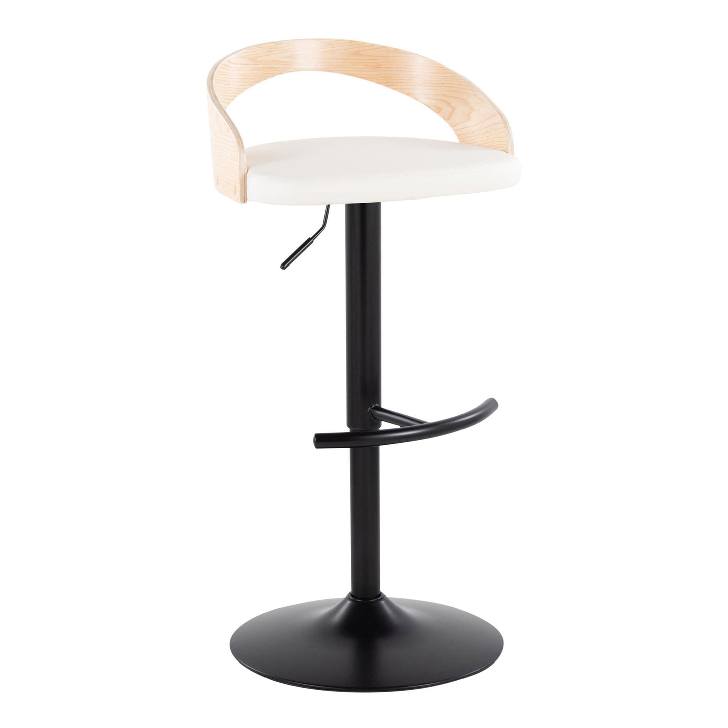 Grotto - Contemporary Adjustable Barstool With Swivel & Rounded T Footrest (Set of 2) Lumi Source