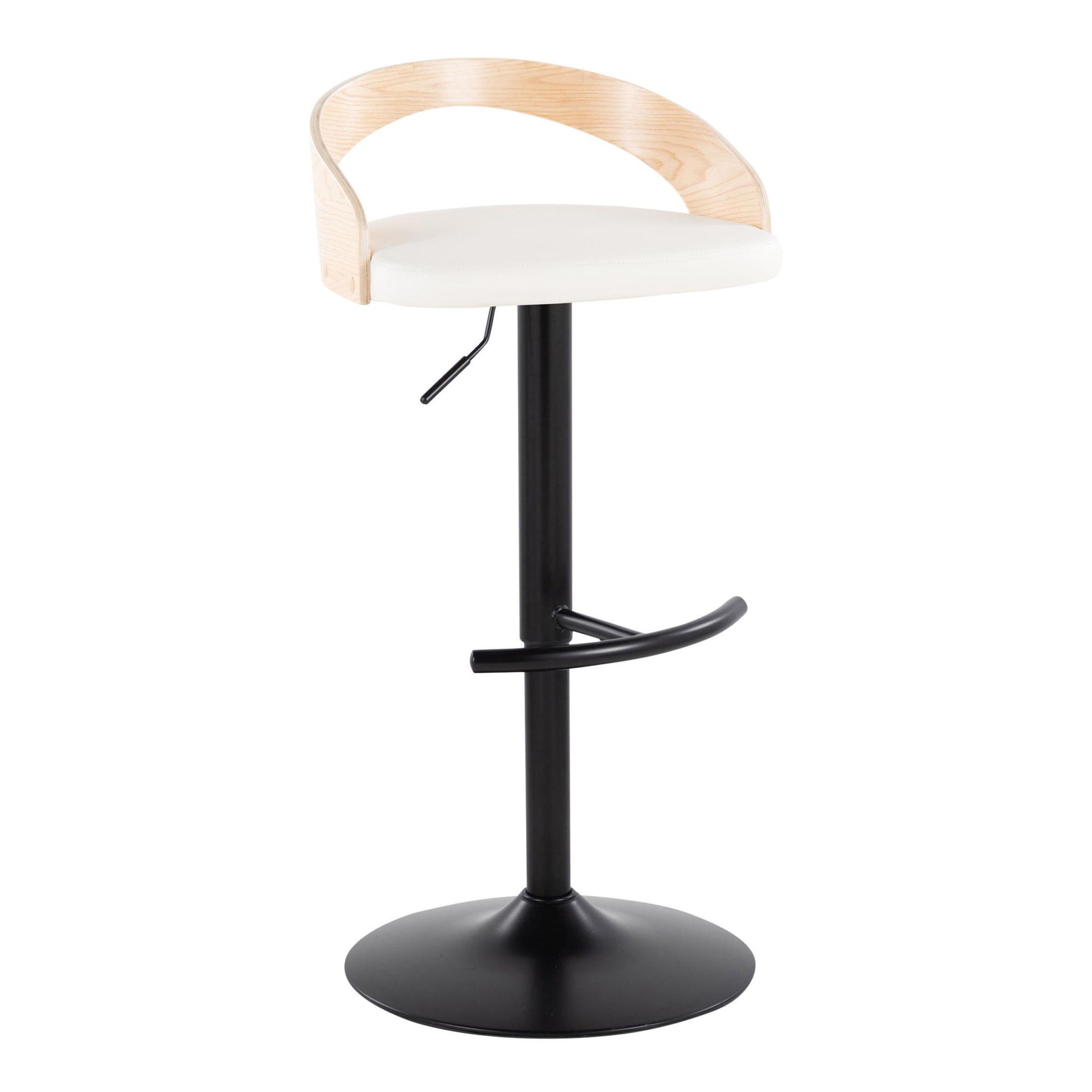 Grotto - Contemporary Adjustable Barstool With Swivel & Rounded T Footrest (Set of 2) Lumi Source