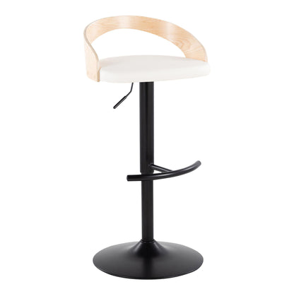 Grotto - Contemporary Adjustable Barstool With Swivel & Rounded T Footrest (Set of 2) Lumi Source