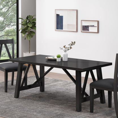 Farmhouse Style Dining Table With Wood Like Top Noble House