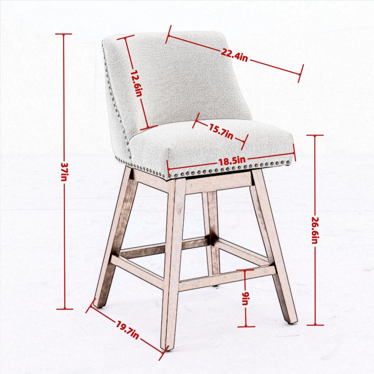 Counter Height Swivel Barstools, 26'' H Seat Height Upholstered Bar Stools (Set of 2), Fabric Home Essentials