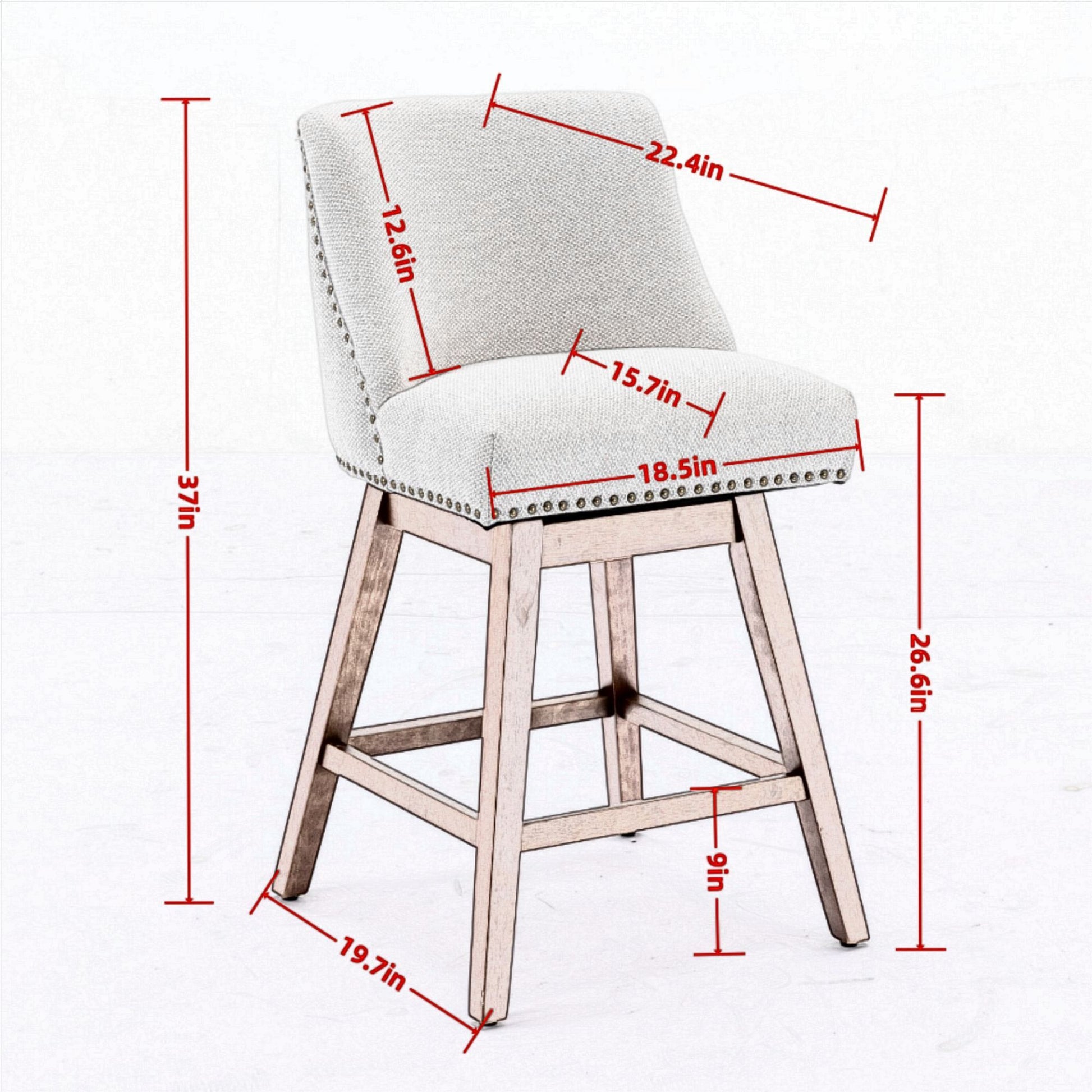 Counter Height Swivel Barstools, 26'' H Seat Height Upholstered Bar Stools (Set of 2), Fabric Home Essentials