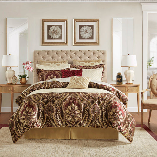 Julius - 4 Piece California King Comforter Set - Burgundy Croscill Classics