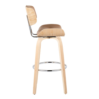 Lombardi - Mid Century Modern Fixed Height Barstool With Swivel With Round Footrest (Set of 2) Lumi Source