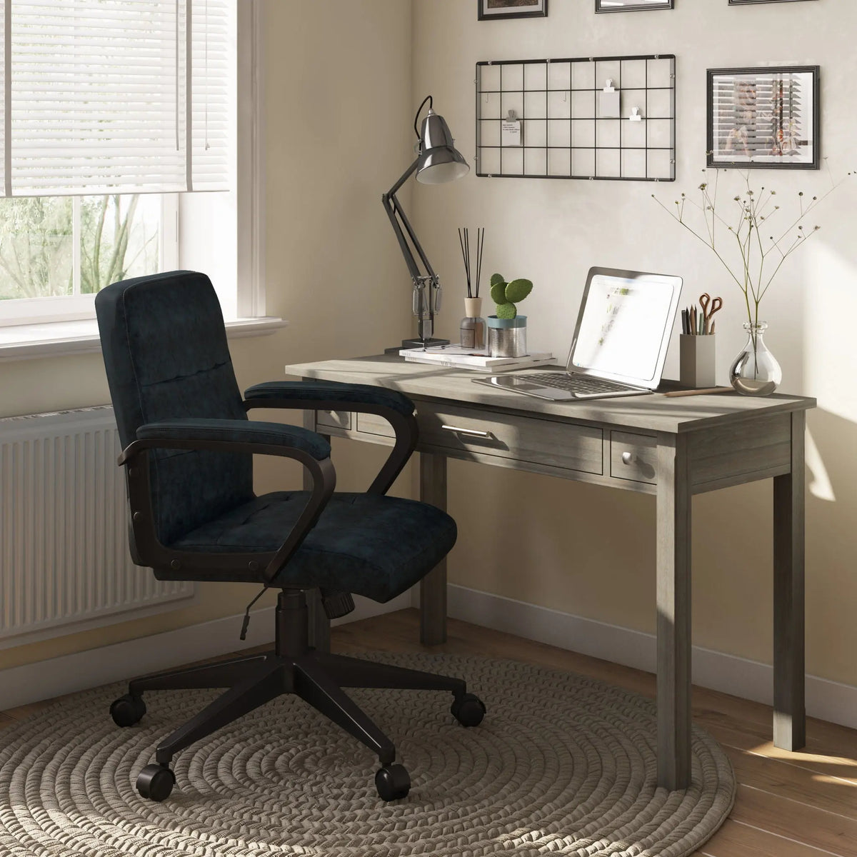 Brewer - Swivel Office Chair - Distressed Blue Simpli-Home