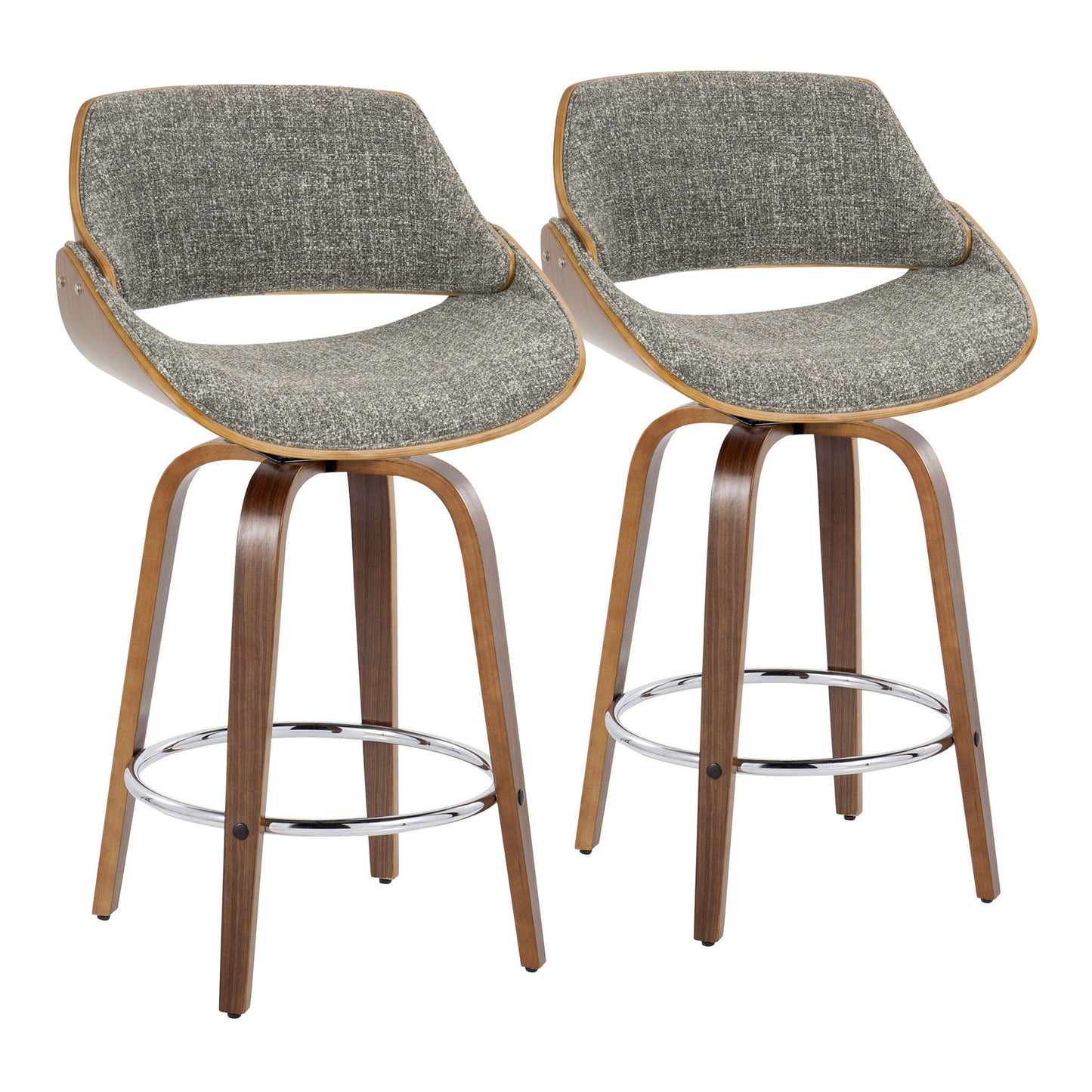 Fabrizzi - Mid Century Modern Fixed Height Counter Stool With Swivel With Round Footrest (Set of 2) Lumi Source
