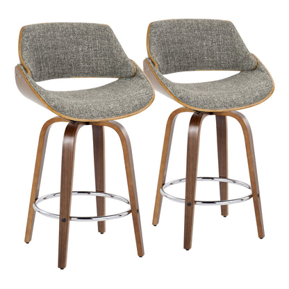 Fabrizzi - Mid Century Modern Fixed Height Counter Stool With Swivel With Round Footrest (Set of 2) Lumi Source