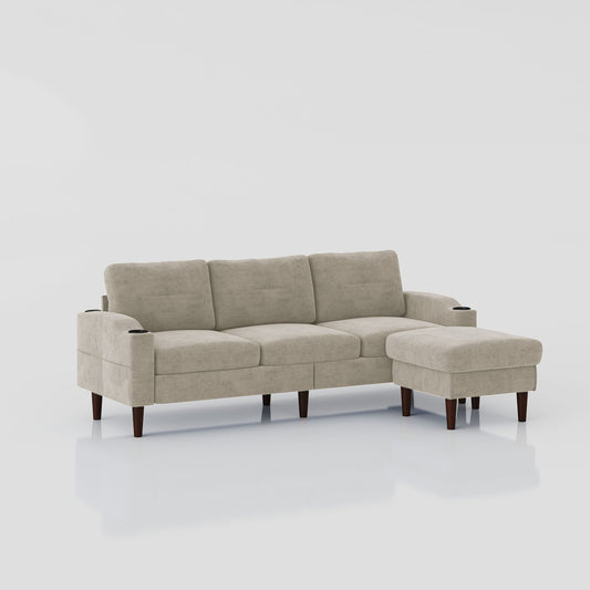 3 Seater Convertible Combination L Shaped Sofa With Footstools With Storage Home Essentials