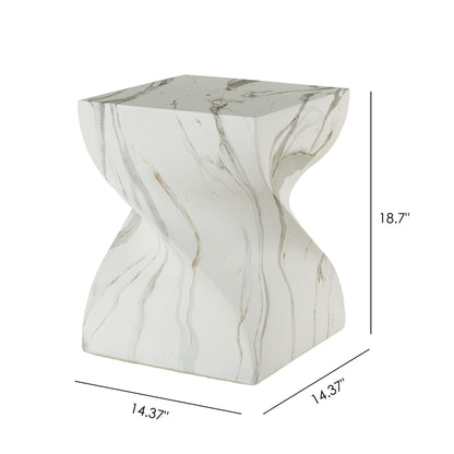 Outdoor End Table, Round Side Table For Patio And Garden - Marble Home Essentials