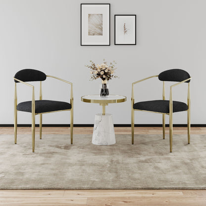 Dining Chairs (Set of 2), Mid-Century Modern Dining Chairs, Kitchen Dining Room Chairs, Round Boucle Backrest Sherpa Dining Chair With Metal Legs Home Essentials