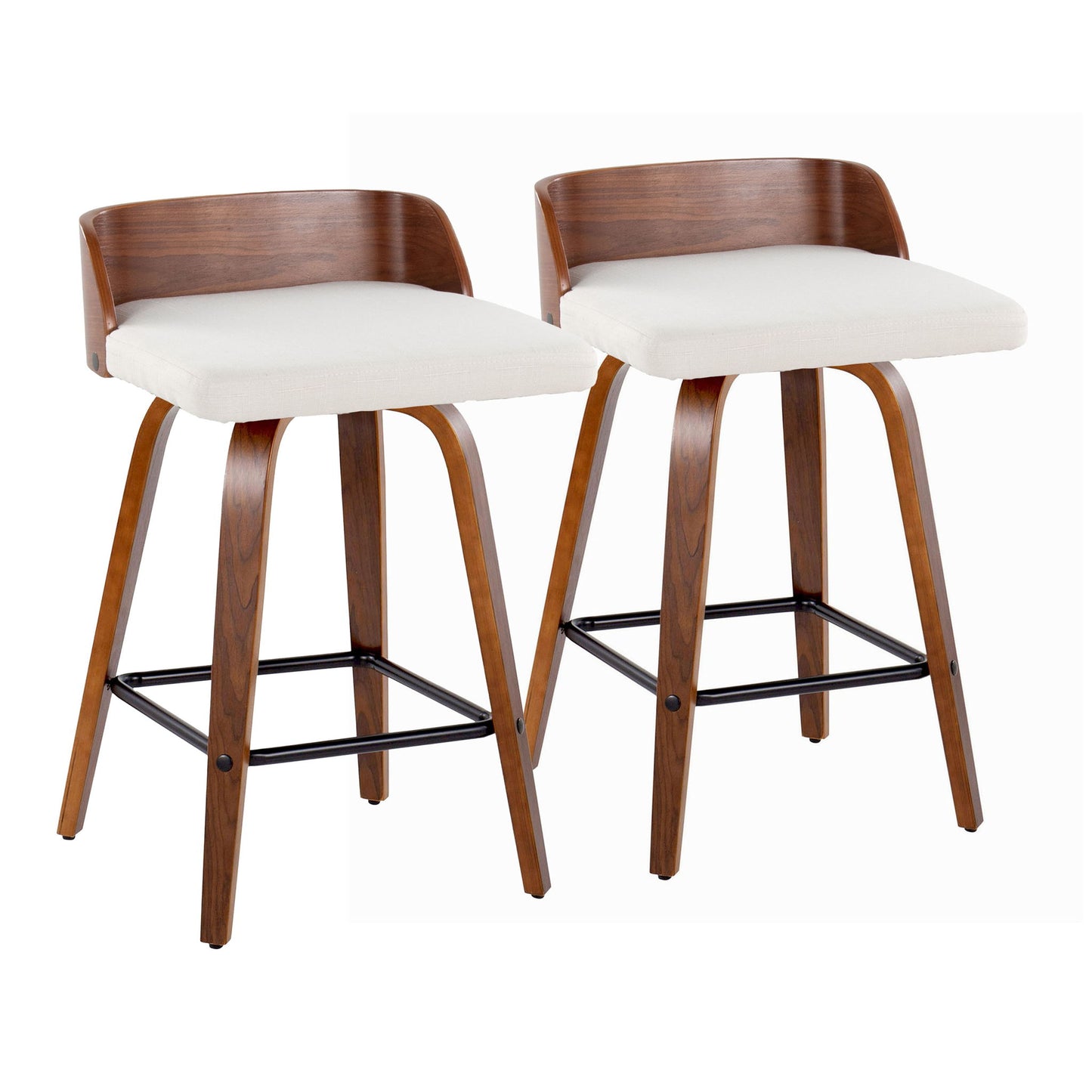 Maya - Mid Century Modern Fixed Height Counter StoolSwivel And Square Footrest (Set of 2) Lumi Source