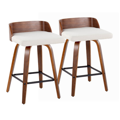 Maya - Mid Century Modern Fixed Height Counter StoolSwivel And Square Footrest (Set of 2) Lumi Source
