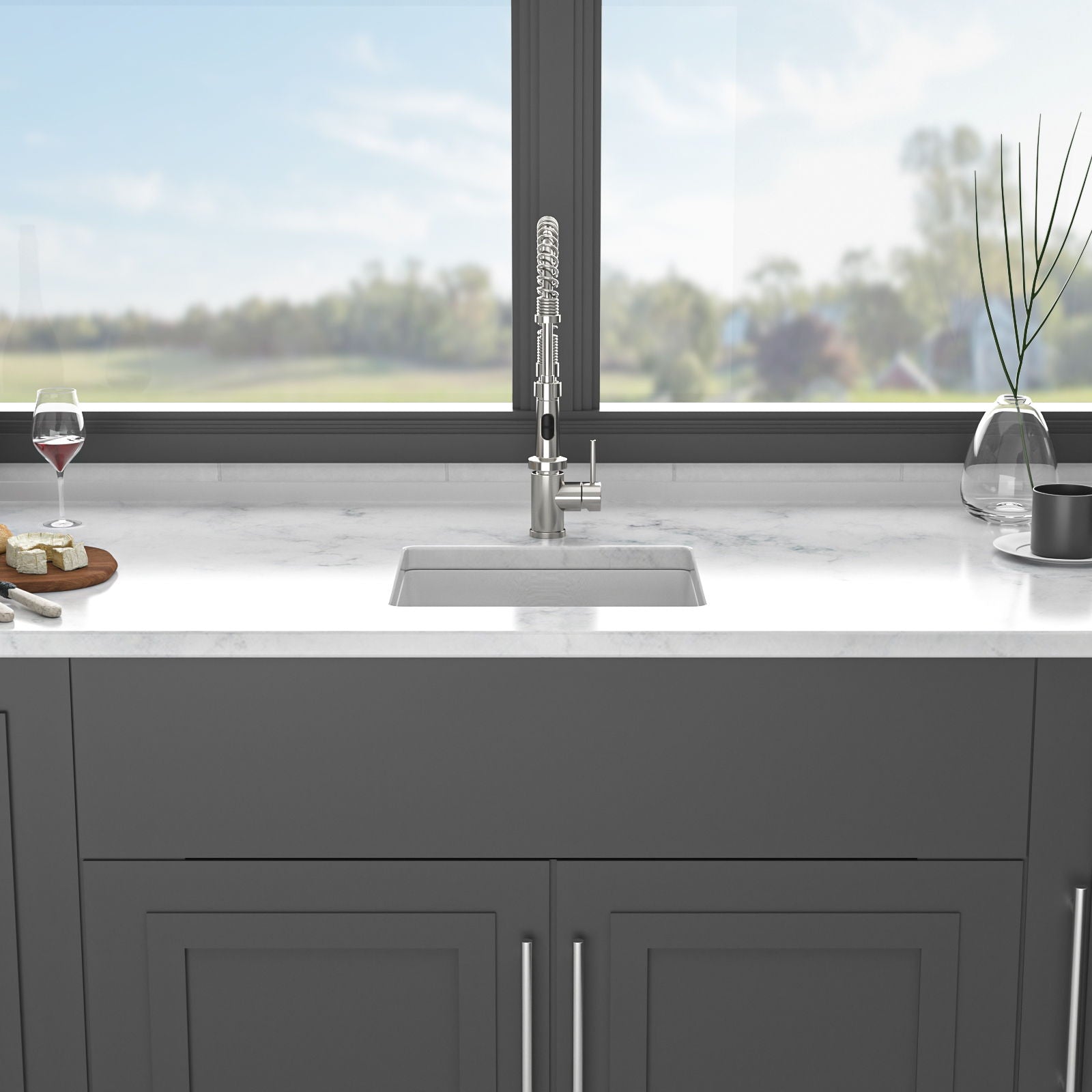 Modern Quartz Kitchen Sink Undermount Granite Composite Daily Nest