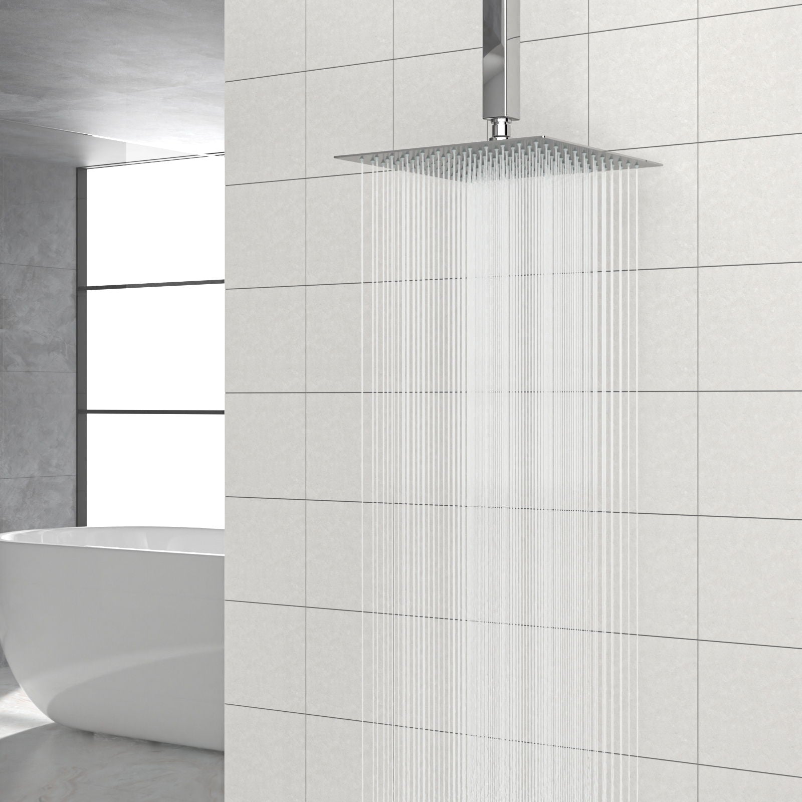 Modern 10" Square Rainfall Shower Head & Stainless Steel Wall Or Ceiling Mount Luxury Spa Shower Panel Daily Nest