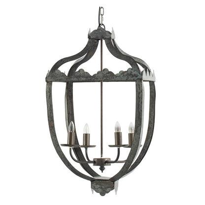 4 Light Metal Chandelier, Hanging Light Fixture With Adjustable Chain For Kitchen Dining Room Foyer Entryway, Bulb Not Included - Gray