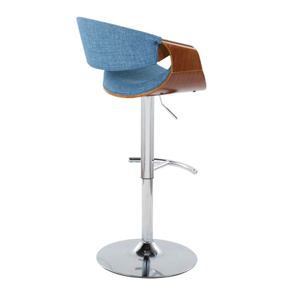Curvo - Mid Century Modern Adjustable Barstool With Swivel With Rounded T Footrest (Set of 2) Lumi Source
