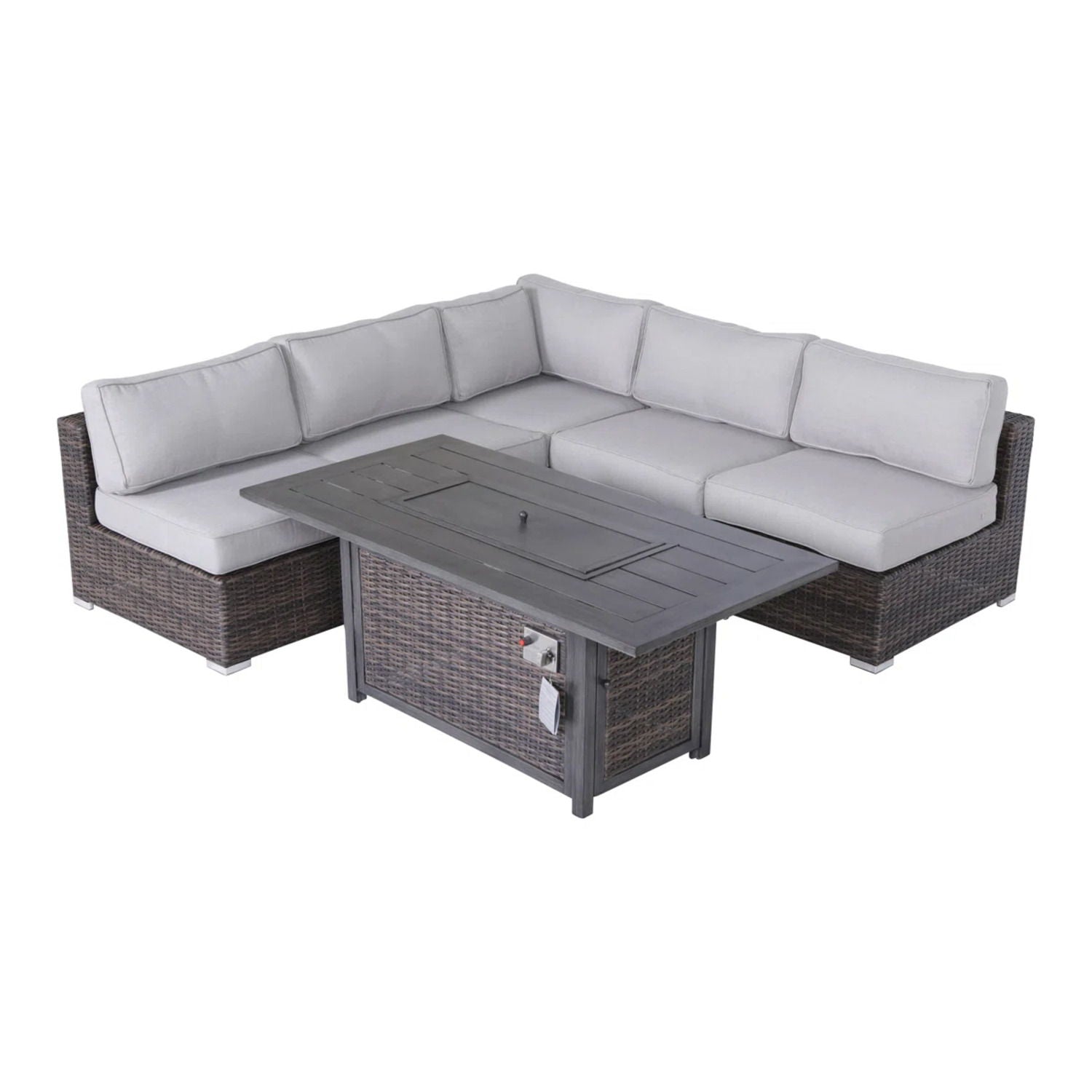 6 Piece Sectional Sofa Set With Cushions - Brown LSI Patio Furniture