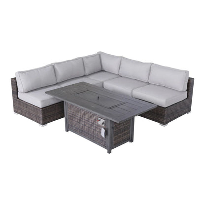 6 Piece Sectional Sofa Set With Cushions - Brown LSI Patio Furniture