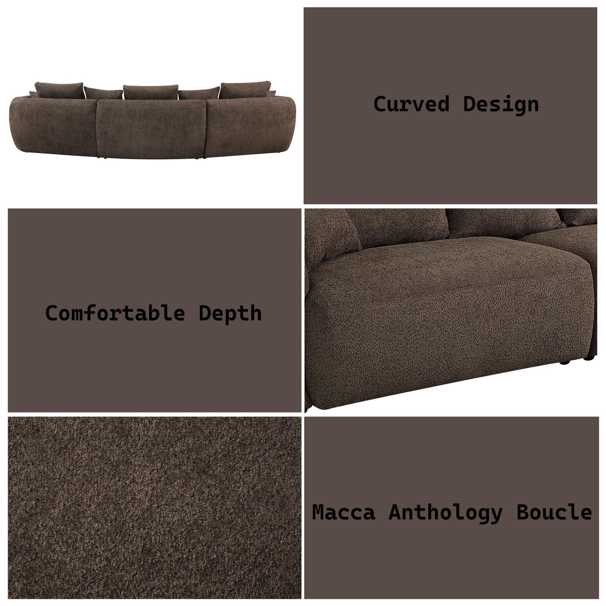 Bash - Anthology Boucle Sofa With Pillows - Brown Acme
