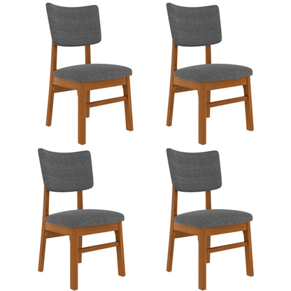 Dining Chairs (Set of 4), Wooden Dining Chair Armless, Mid Century Modern Upholstered Seat Cushion Dining Room Chair For Home Kitchen Dining Room Restaurant - Brown / Gray Hearth and Haven