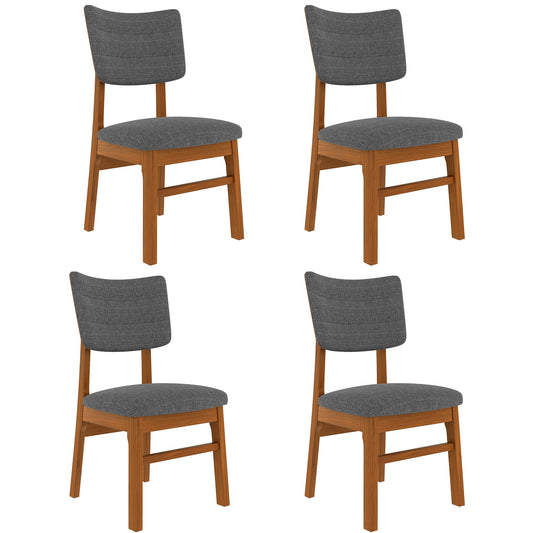 Dining Chairs (Set of 4), Wooden Dining Chair Armless, Mid Century Modern Upholstered Seat Cushion Dining Room Chair For Home Kitchen Dining Room Restaurant - Brown / Gray Hearth and Haven
