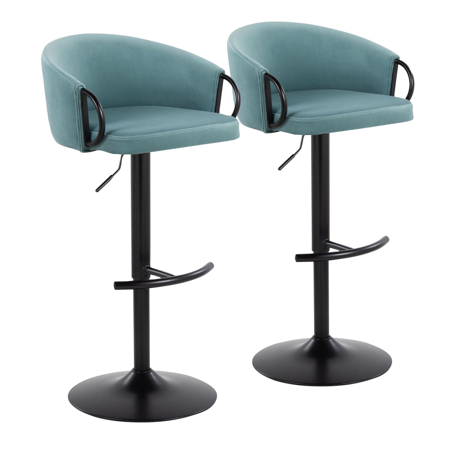 Claire - Contemporary Adjustable Barstool With Swivel With Rounded T Footrest (Set of 2) Lumi Source
