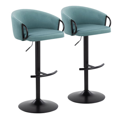 Claire - Contemporary Adjustable Barstool With Swivel With Rounded T Footrest (Set of 2) Lumi Source