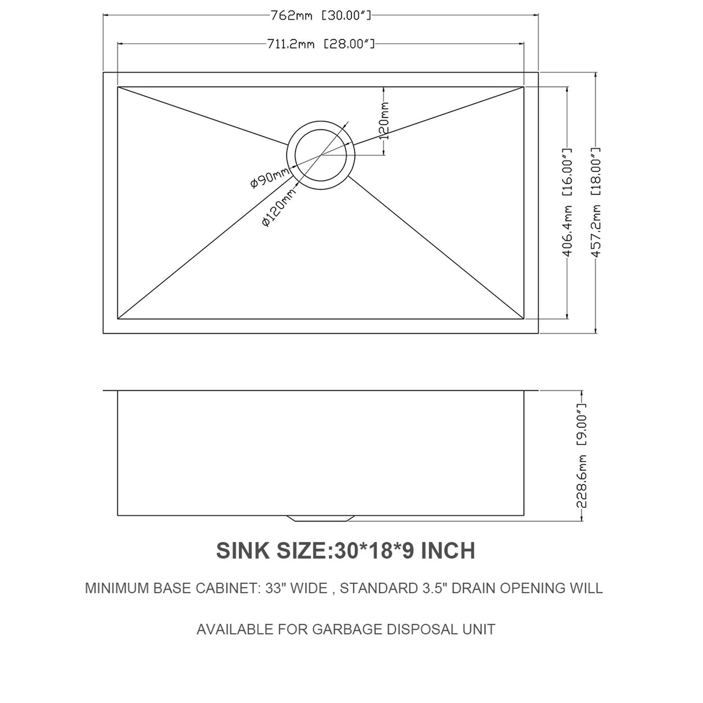 Undermount Stainless Steel Kitchen Sink, Deep Single Bowl Basin Daily Nest