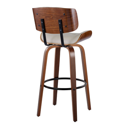 Lombardi - Mid-Century Modern Fixed Height Barstool With Swivel With Round Footrest (Set of 2) Lumi Source