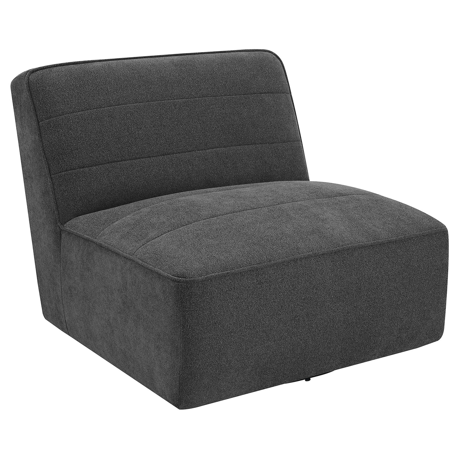 Manhattan - Swivel Tufted Chair Armless Accent Chair, 360 Degree Swivel Base - Charcoal Furniture Max
