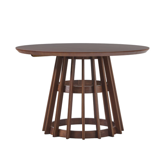 Round Dining Table With Pedestal Base - Brown Walker Edison