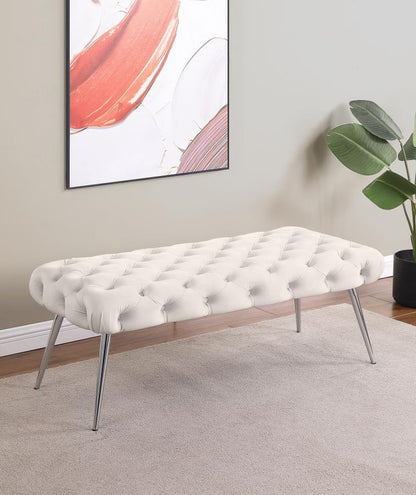 Ella - Upholstered Tufted Bench Metal Legs Coaster Fine Furniture