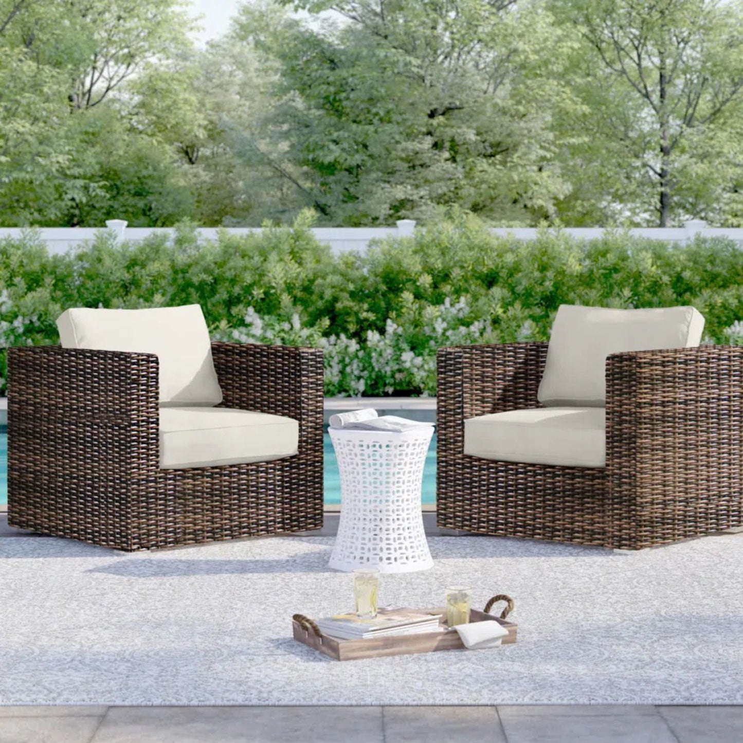Outdoor Chairs Set With Cushions - Brown Mix LSI Patio Furniture
