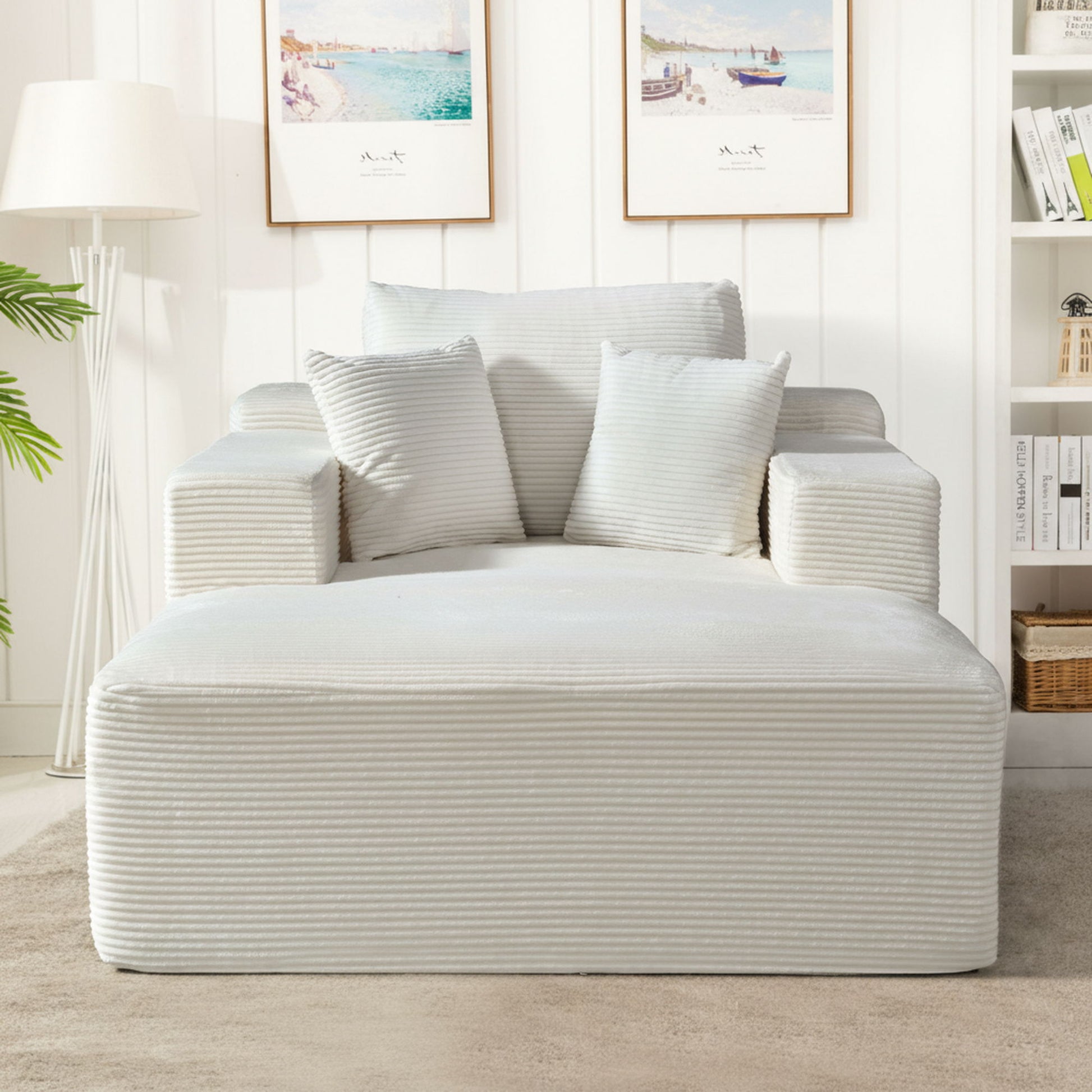 Convertible Chaise Lounge Chair With Wide Armrest & Throw Pillows US Pride