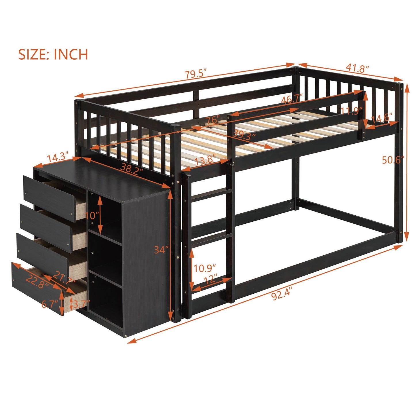 Bunk Bed With 4 Drawers And 3 Shelves DreamHaus