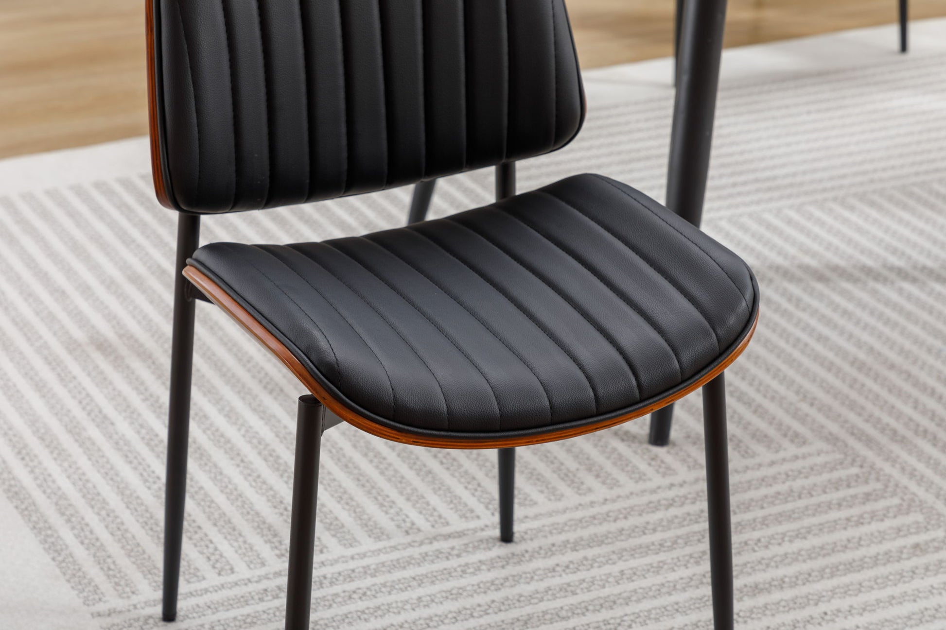 Dining Chairs (Set of 2) Mid-Century Modern Retro Faux Leather Chair With Bentwood Upholstered Seat Metal Legs Adjustable Foot For Kitchen Dining Room Chairs Home Essentials