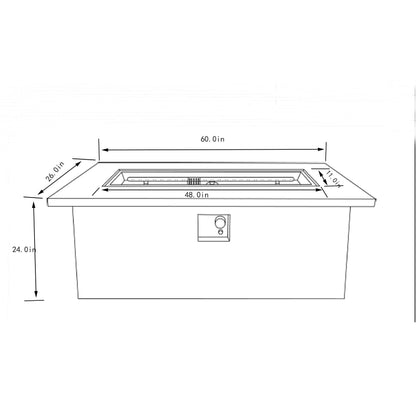 Concrete 60" Rectangular Propane Gas Fire Pit Table With 60000 Btu For Outdoor Spaces - Light Gray Home Essentials