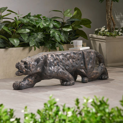Leopard Lightweight Concrete Bench - Copper Noble House