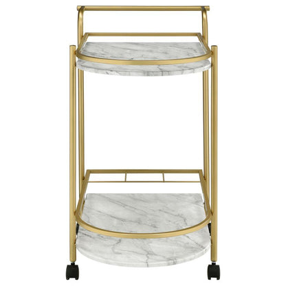 Desiree - 2-Tier Faux Marble Shelf Metal Bar Cart CoasterEveryday