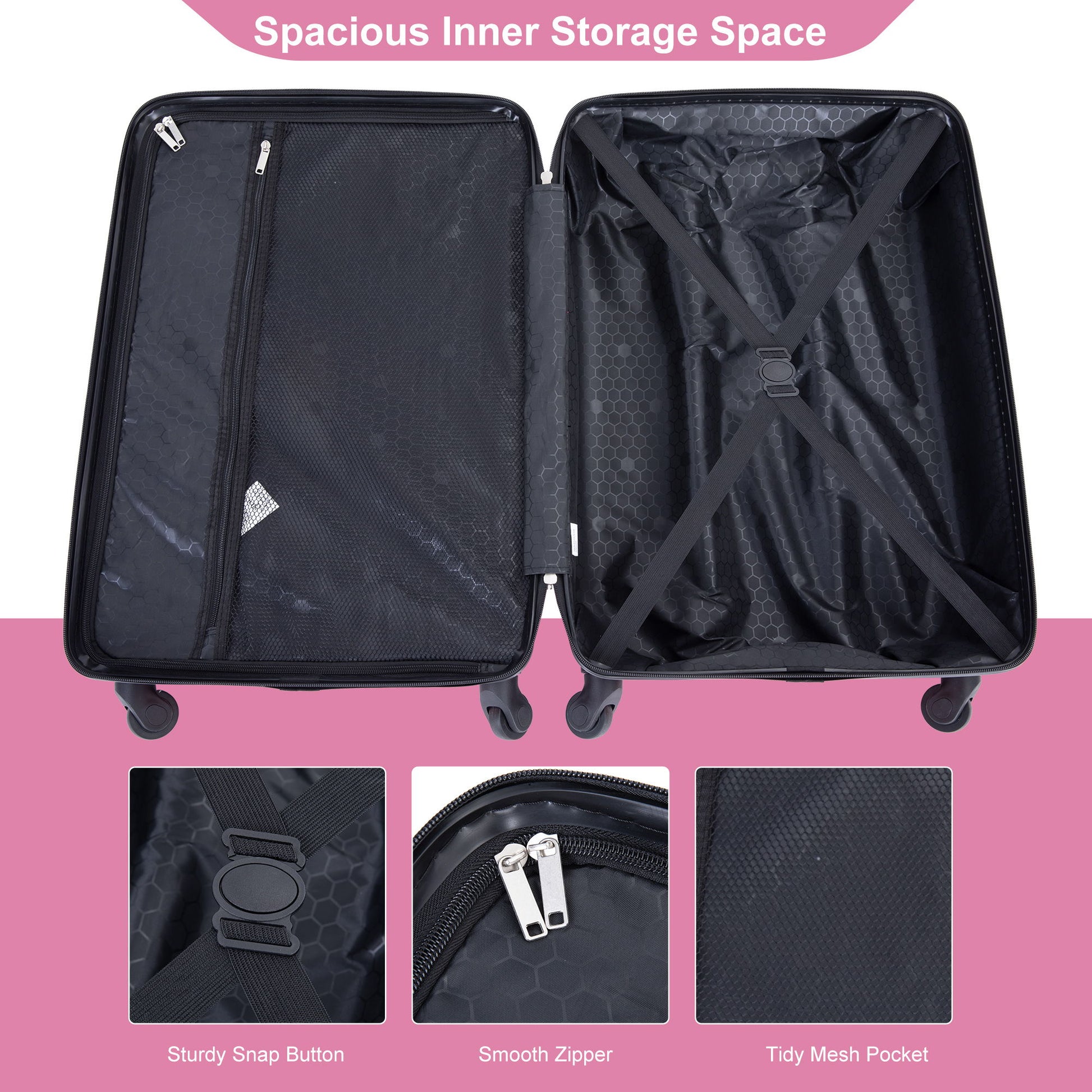 Luggage 4 Piece Lightweight Suitcase With Rotating Wheels With Tsa Lock, Daily Nest